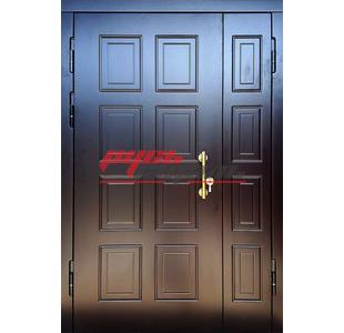 парадная двухстворчатая дверь с двухсторонней отделкой МДФ